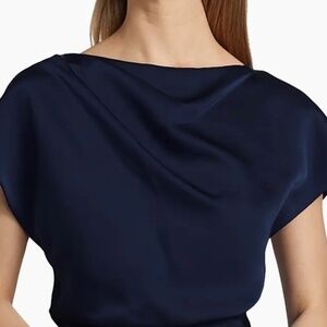 Halston Lissandra Satin Gown, Navy, size 10, NEW WITH TAGS